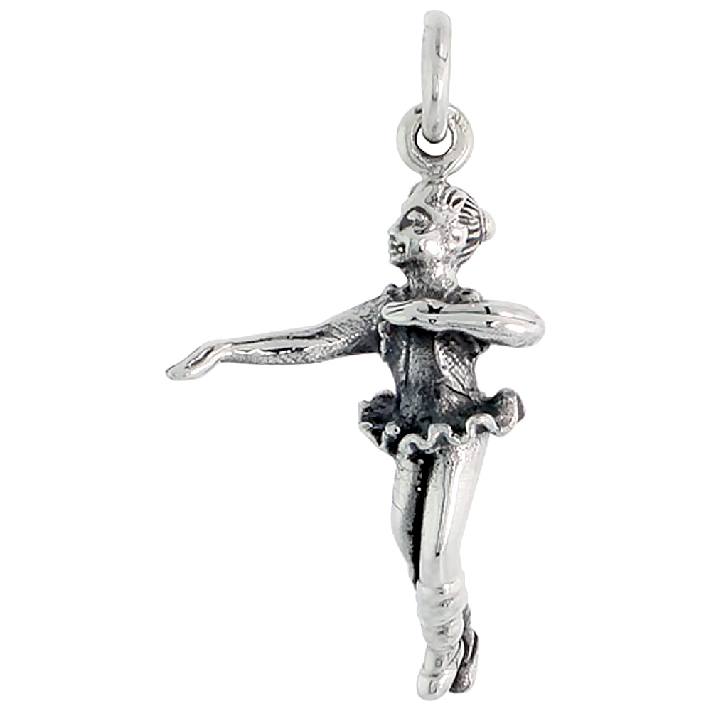 Sterling Silver Ballerina Charm, 1 1/16 inch tall