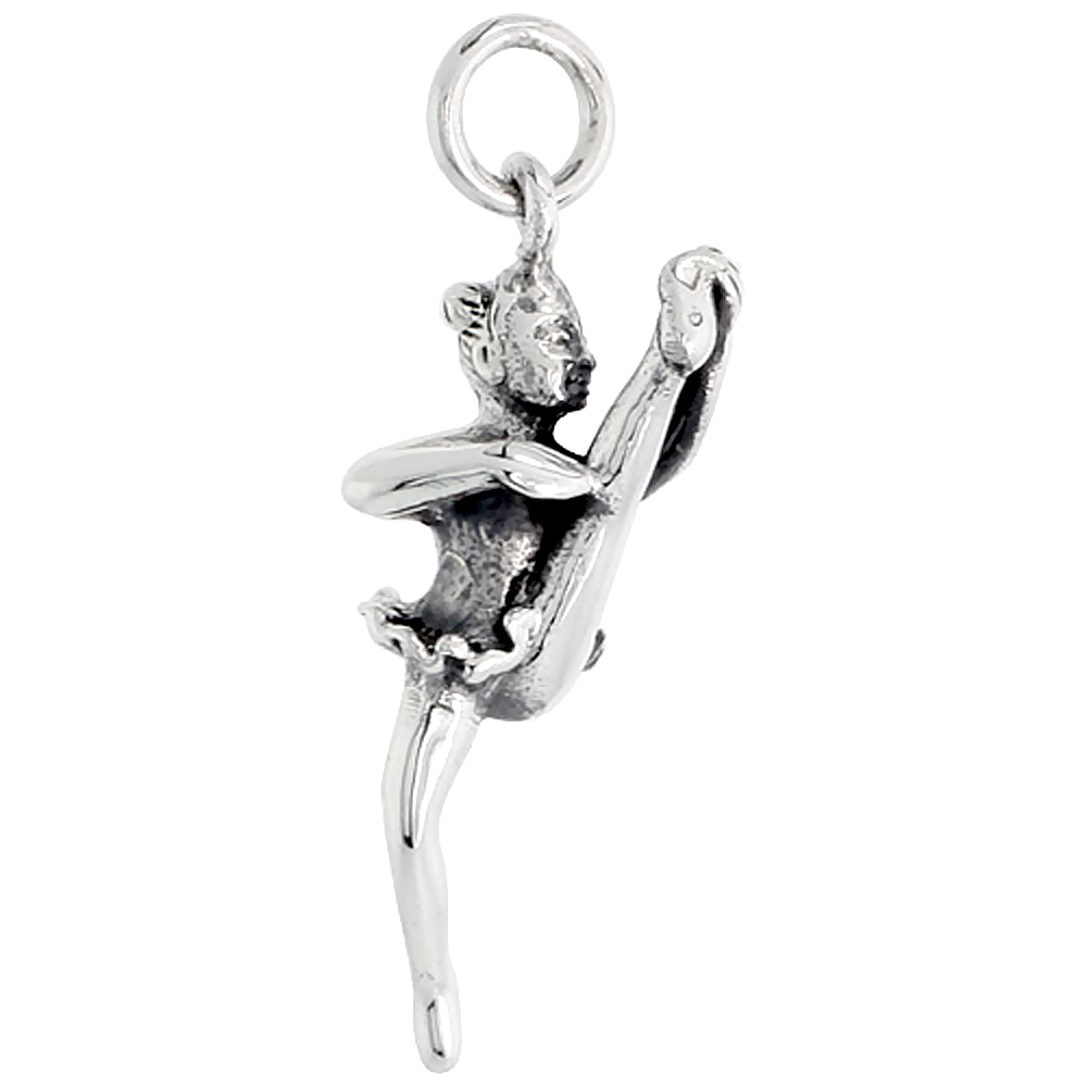 Sterling Silver Ballerina Charm, 1 1/16 inch tall