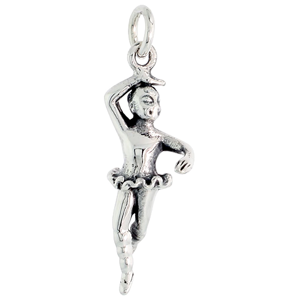 Sterling Silver Ballerina Charm, 1 1/8 inch tall