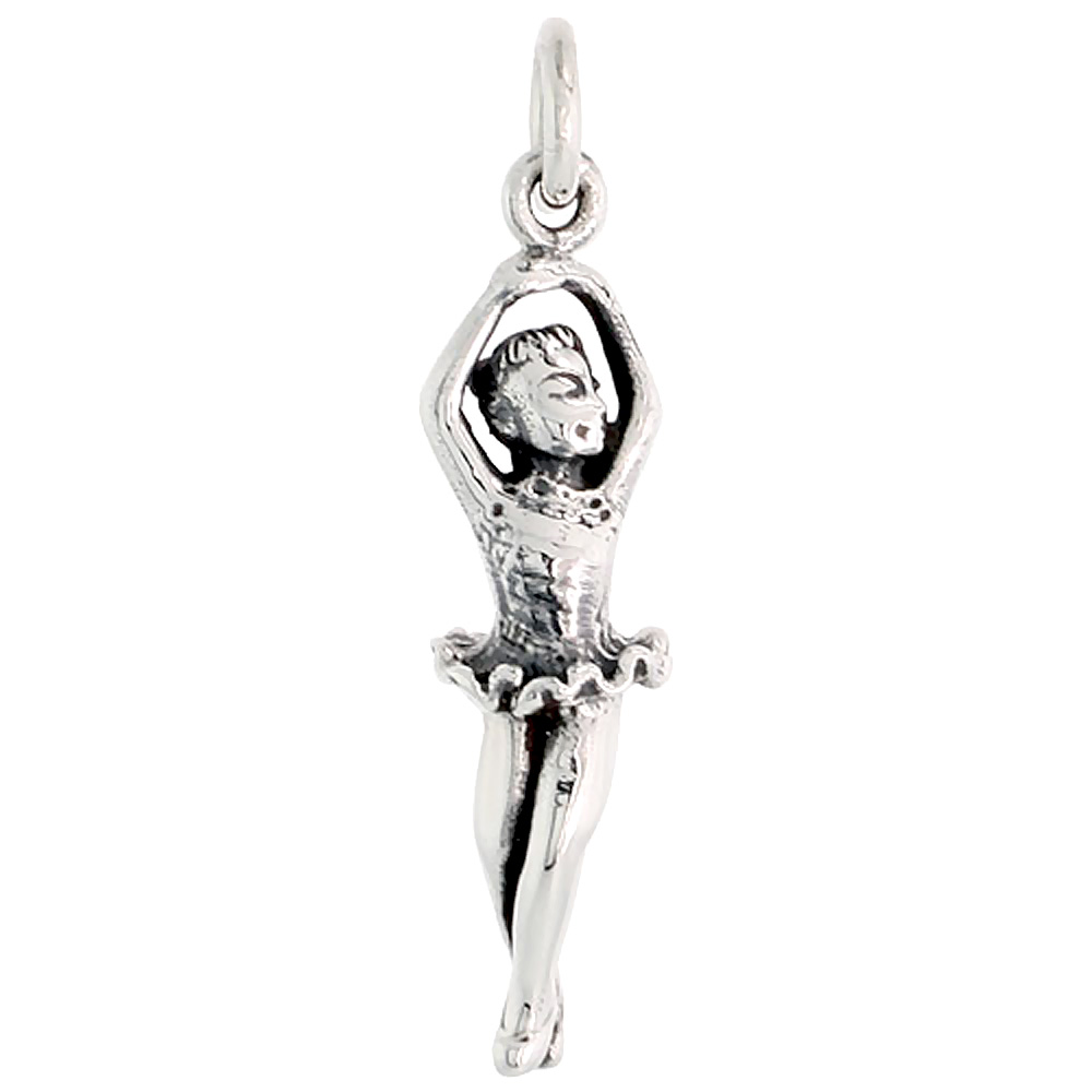 Sterling Silver Ballerina Charm, 1 1/4 inch tall