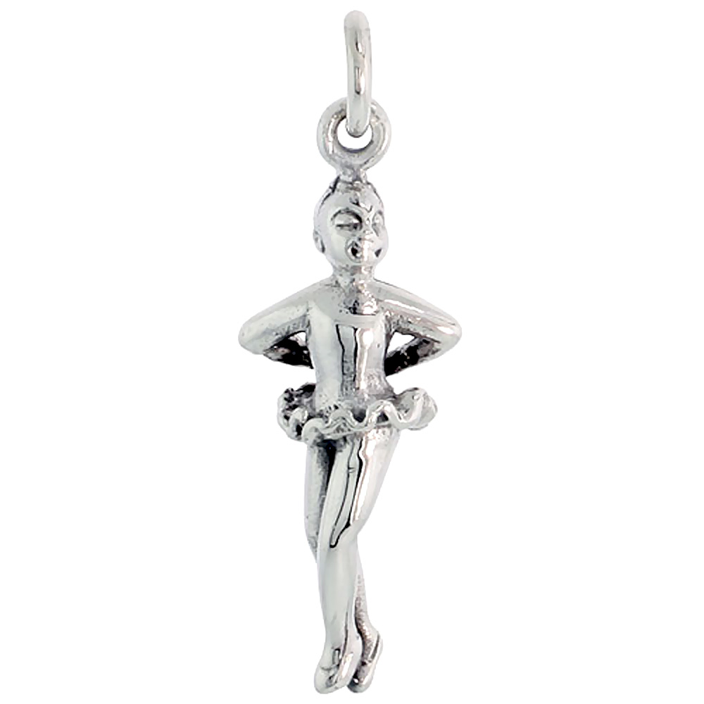 Sterling Silver Ballerina Charm, 1 1/16 inch tall