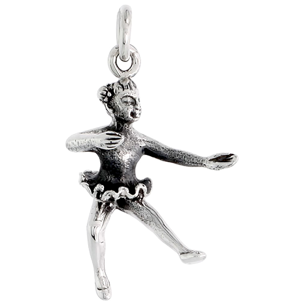 Sterling Silver Ballerina Charm, 1 inch tall