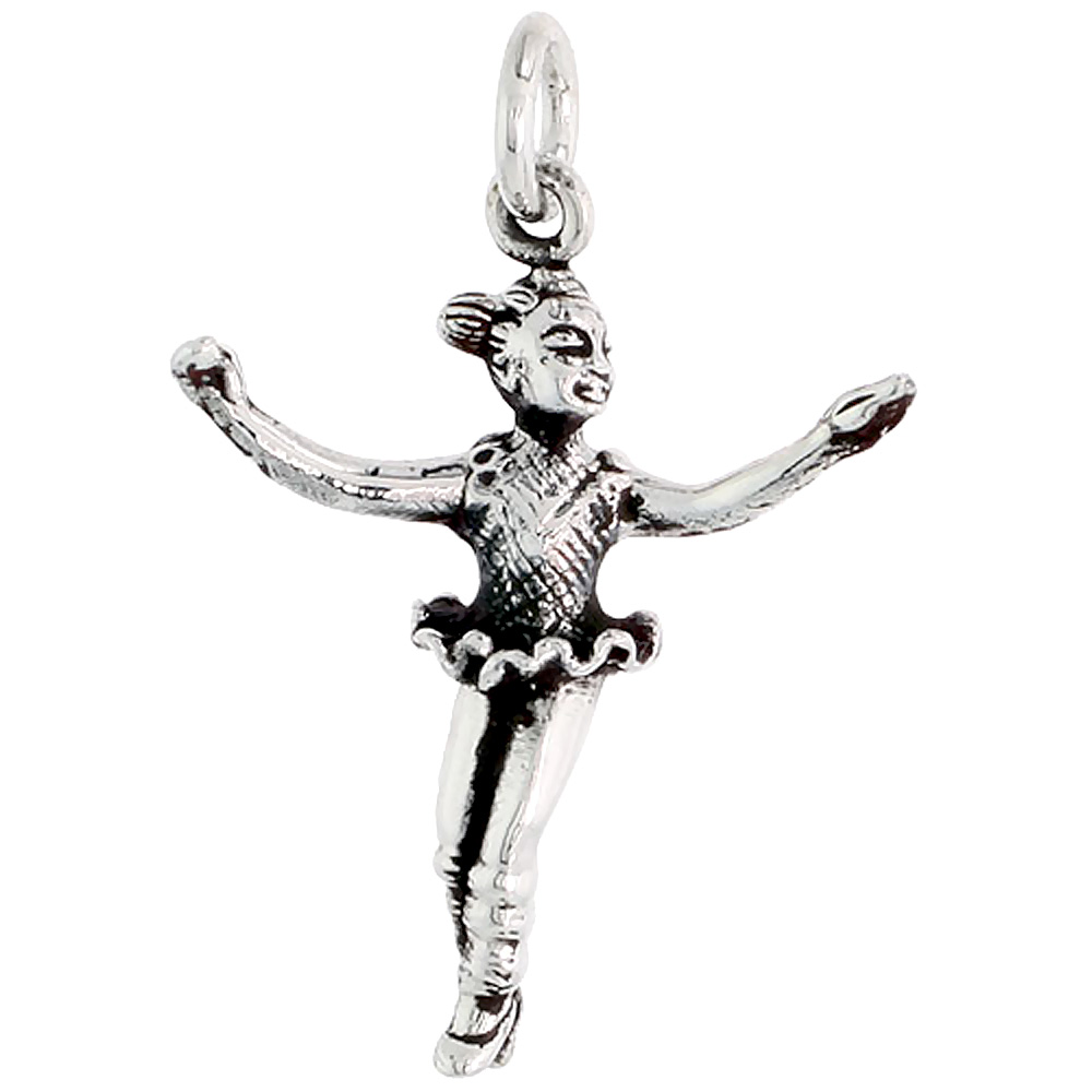 Sterling Silver Ballerina Charm, 1 1/8 inch tall