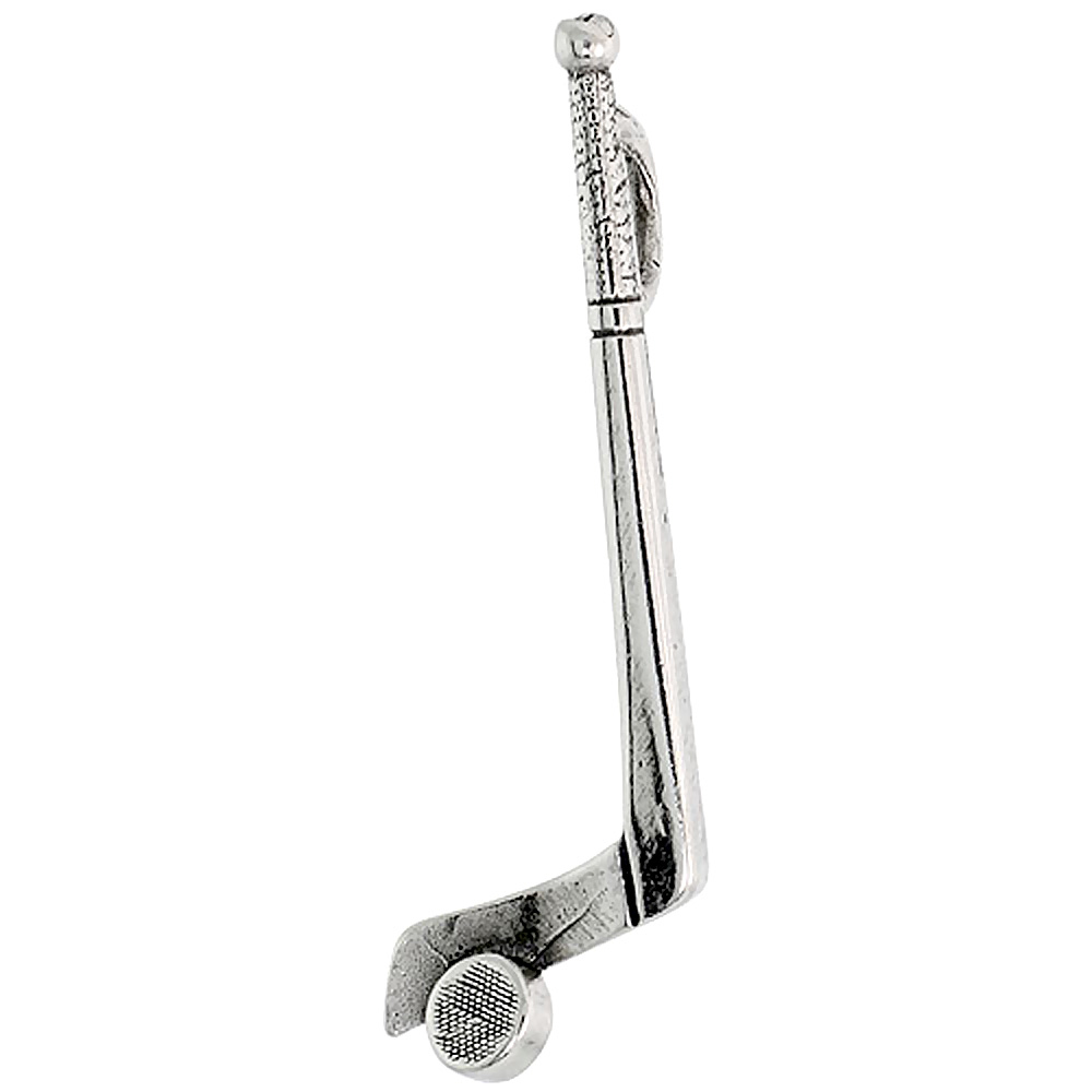 Sterling Silver Hockey Stick & Puck Charm, 1 3/8 inch wide