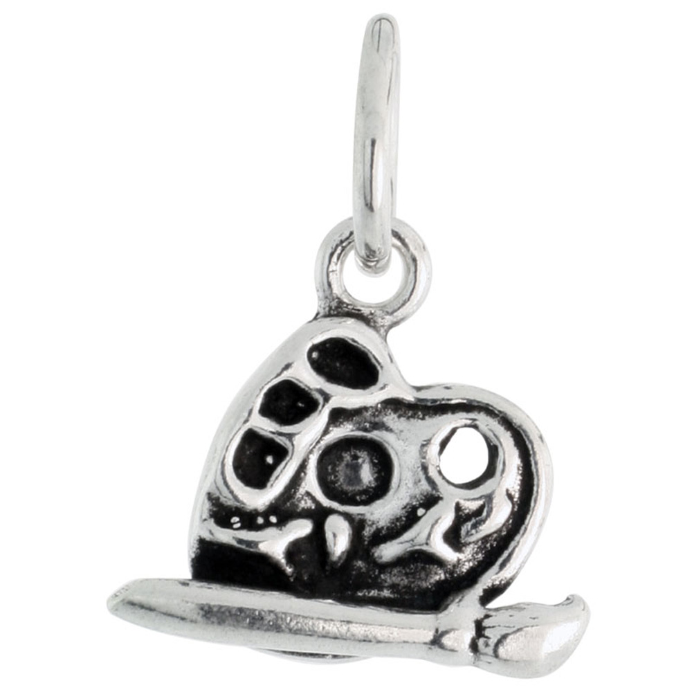 Sterling Silver Tiny Painter&#039;s Palette Charm, 1/2 inch wide