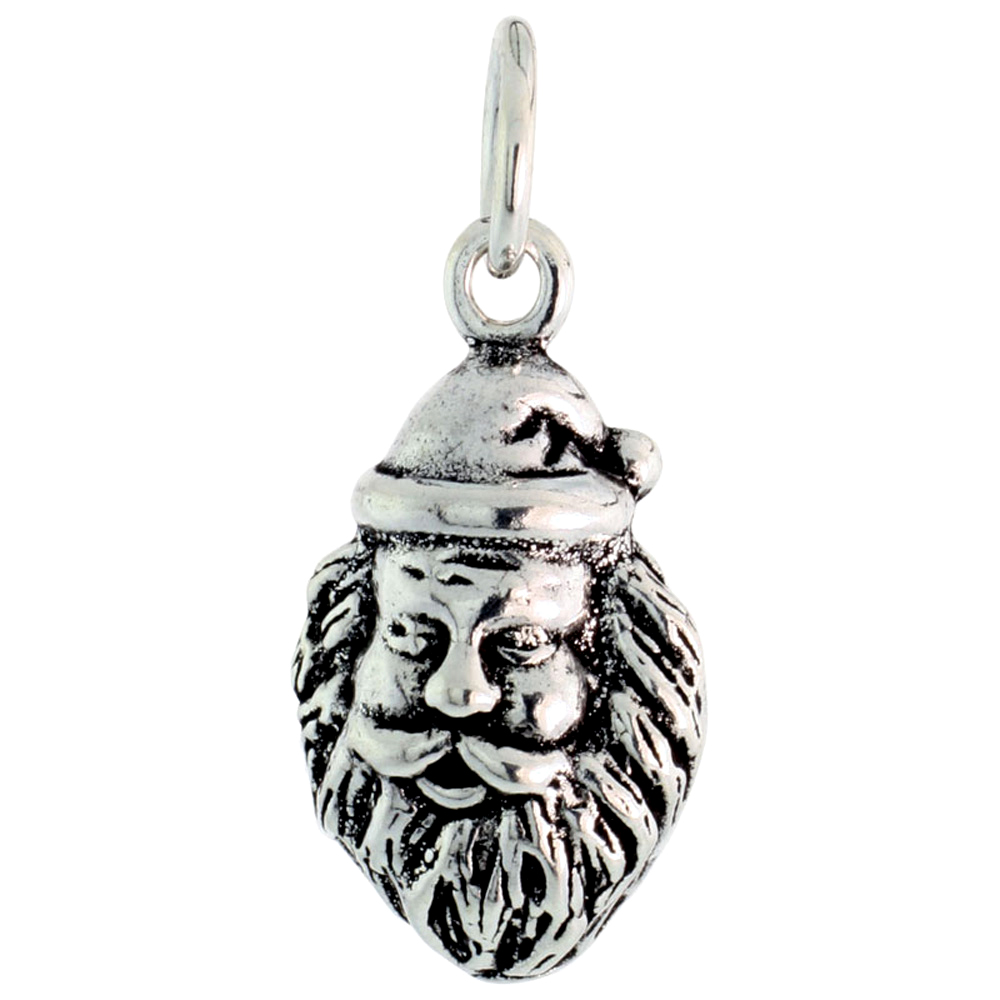 Sterling Silver Santa Claus Charm, 7/8 inch tall