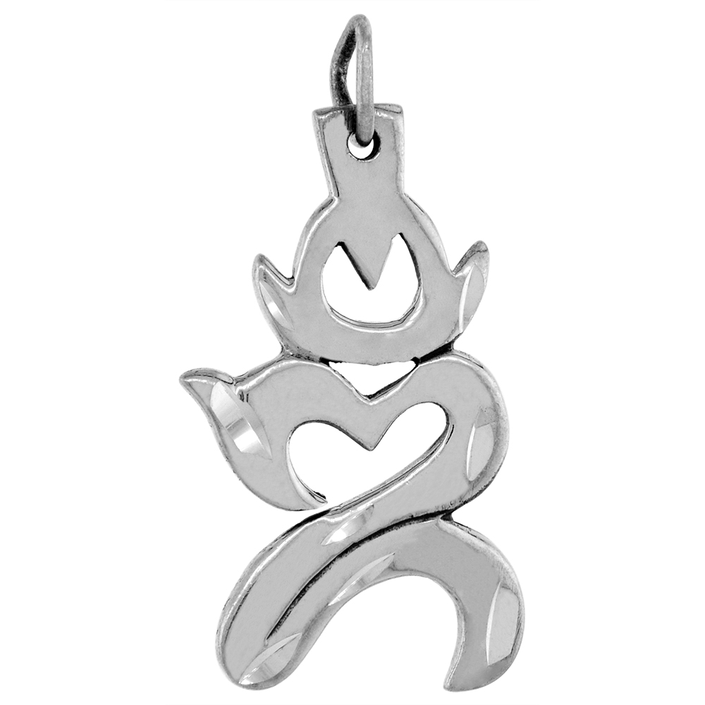 1 inch Sterling Silver Devil Pendant Diamond-Cut Oxidized finish NO Chain