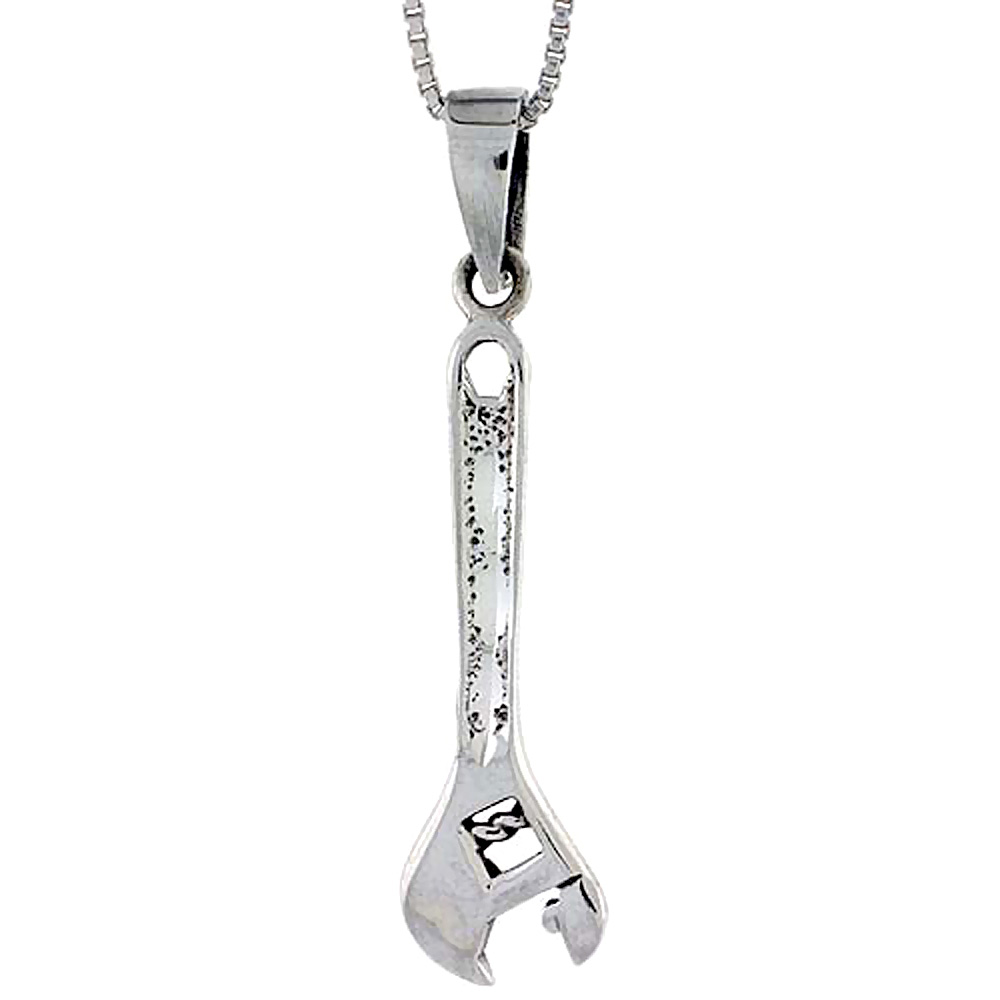 Sterling Silver Wrench Pendant, 1 5/8 inch tall