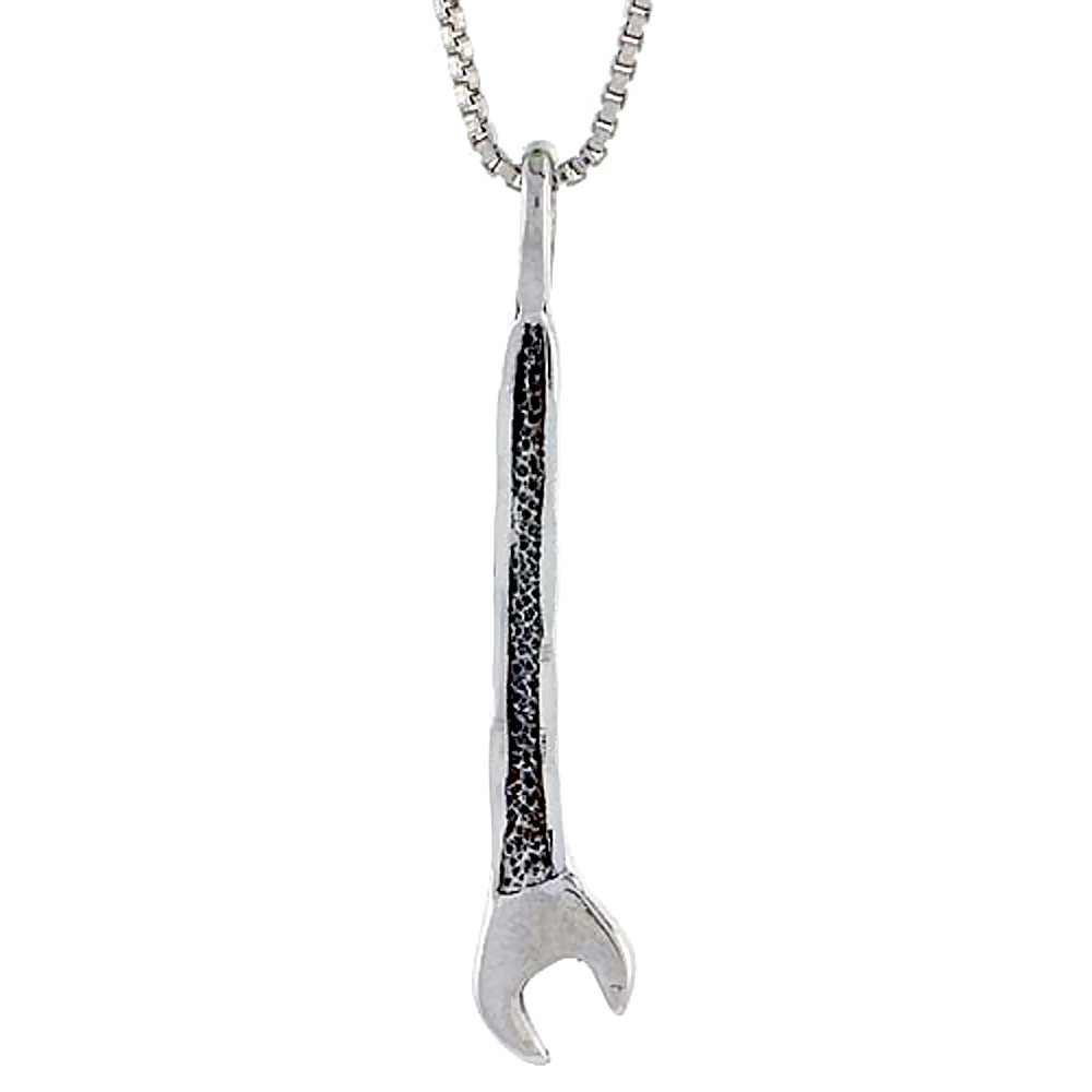 Sterling Silver Wrench Pendant, 1 3/8 inch tall