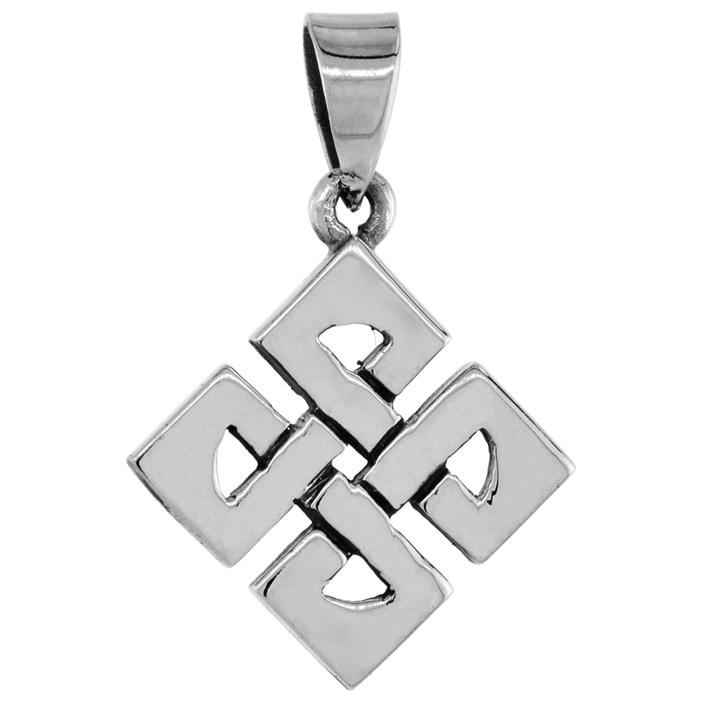 1 1/4 inch Sterling Silver Celtic St Columba Cross Necklace Angular Bowen knot Symbol Oxidized finish available with or without 