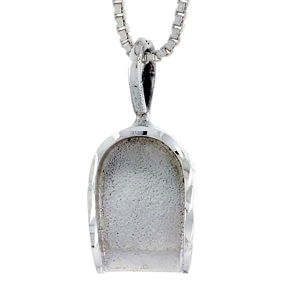 Sterling Silver Dustpan Pendant, 3/4 inch tall