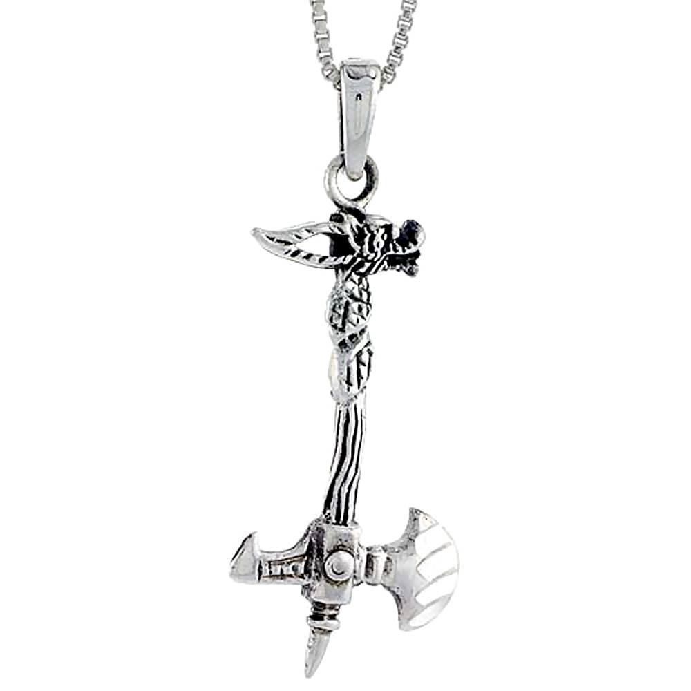 Sterling Silver Axe Pendant, 1 1/2 inch tall