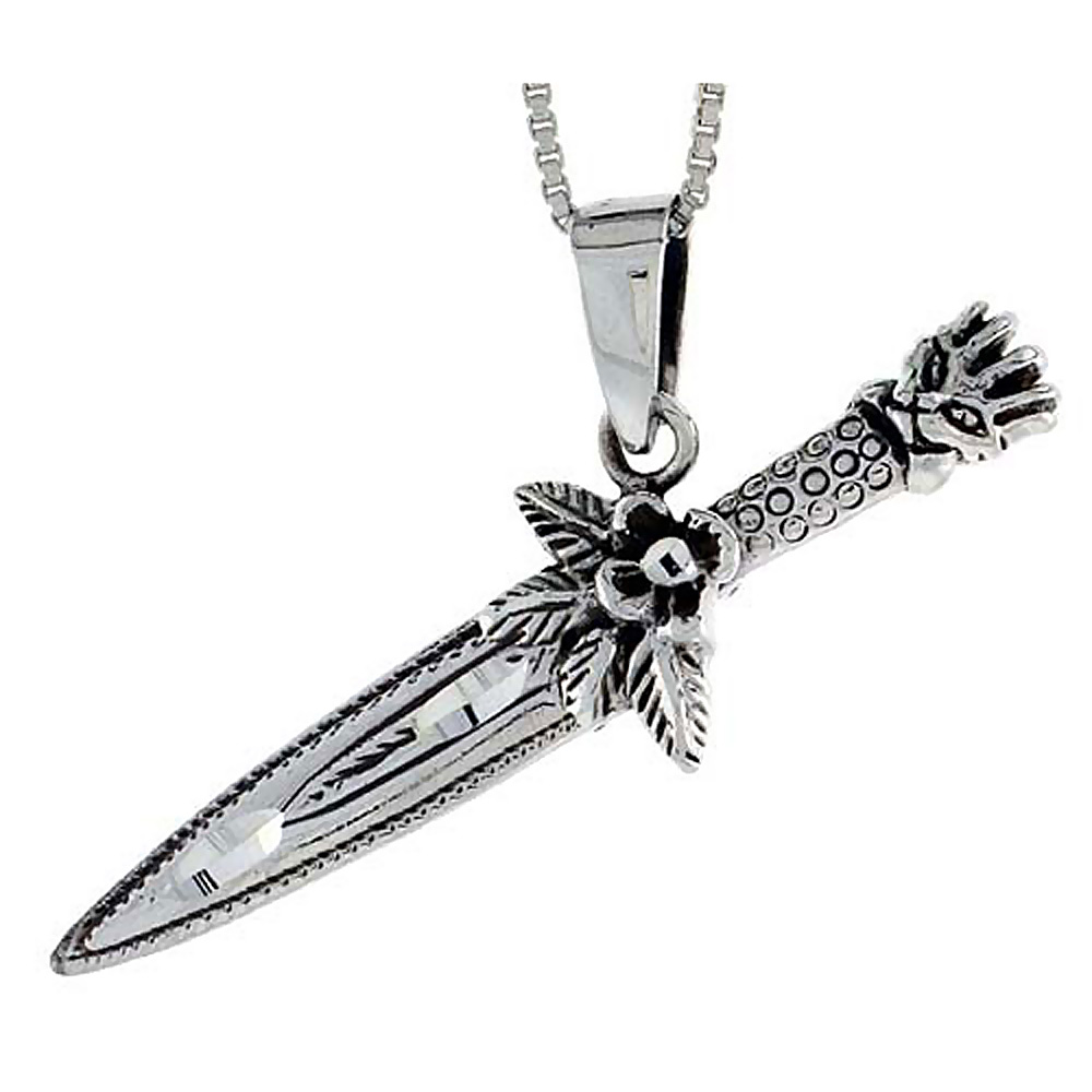 Sterling Silver Knife Pendant, 1 5/8 inch in width.