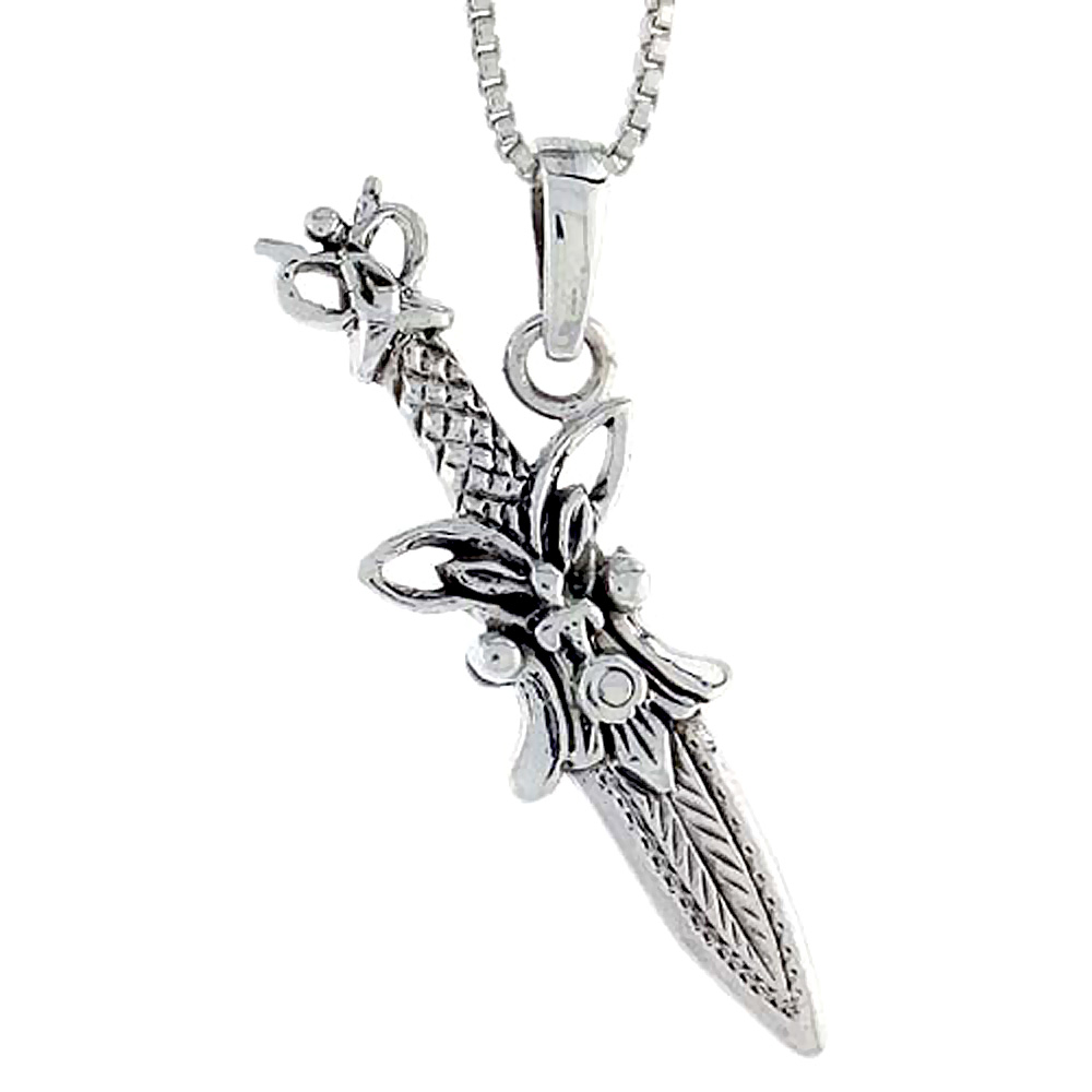 Sterling Silver Knife Pendant, 1 1/4 inch in width.