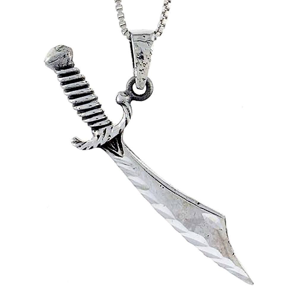 Sterling Silver Sword Pendant, 1 3/4 inch in width.