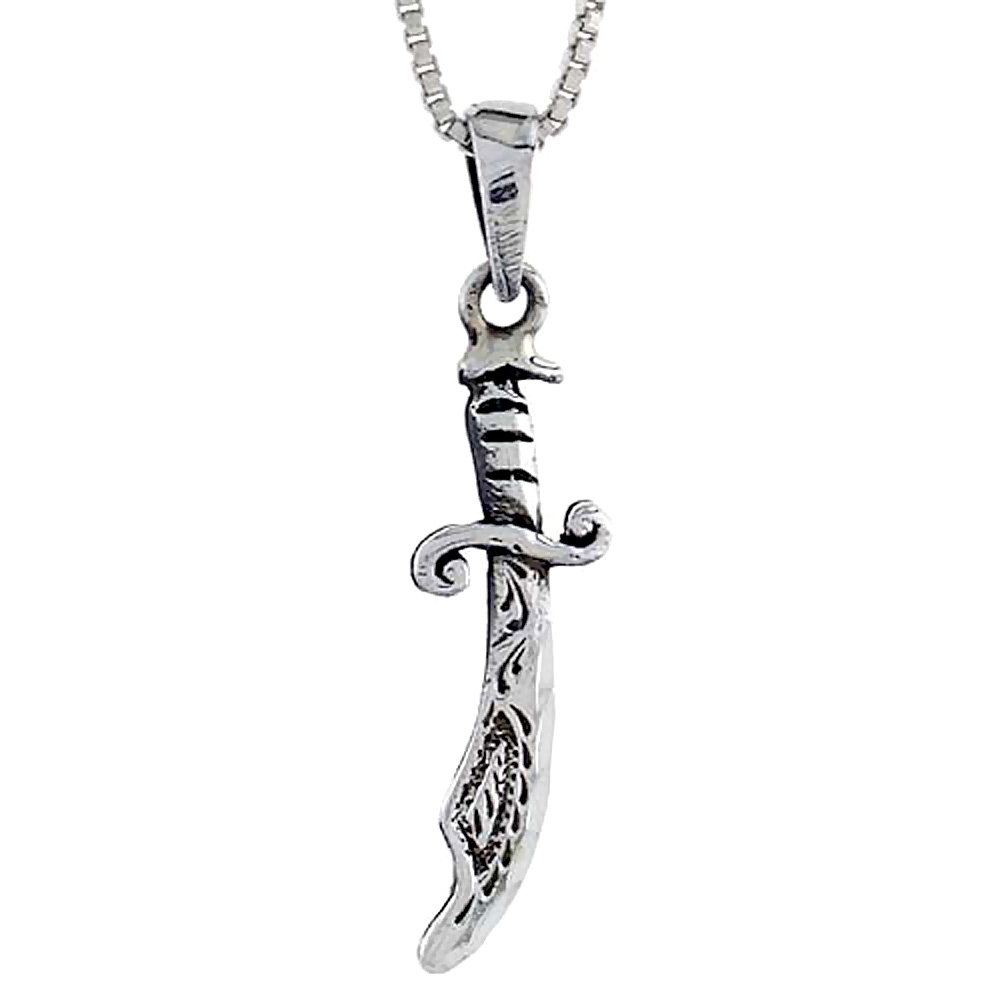 Sterling Silver Sword Pendant, 7/8 inch in width.