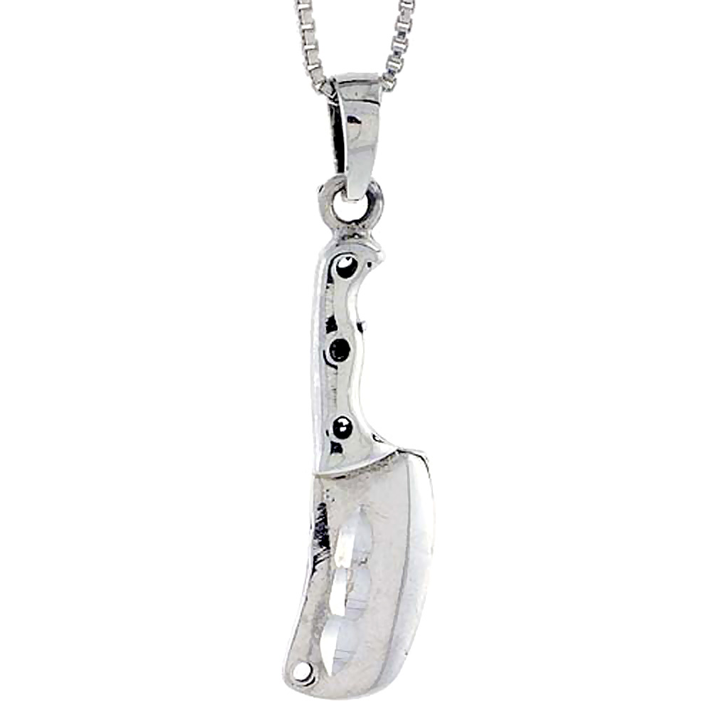 Sterling Silver Cleaver Pendant, 1 3/4 inch tall