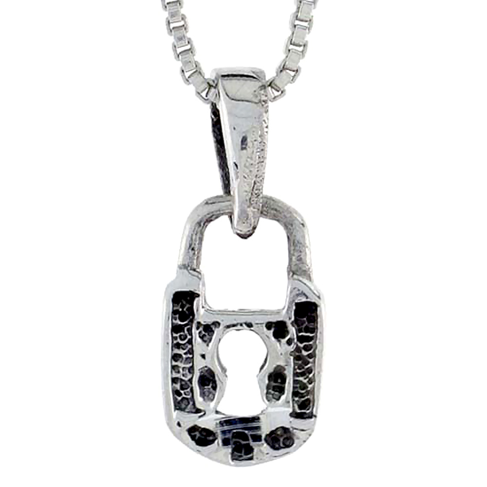 Sterling Silver Padlock Pendant, 1/2 inch tall