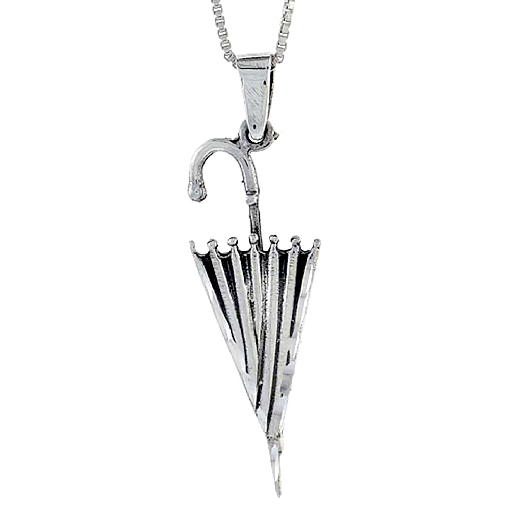 Sterling Silver Umbrella Pendant, 1 1/2 inch tall