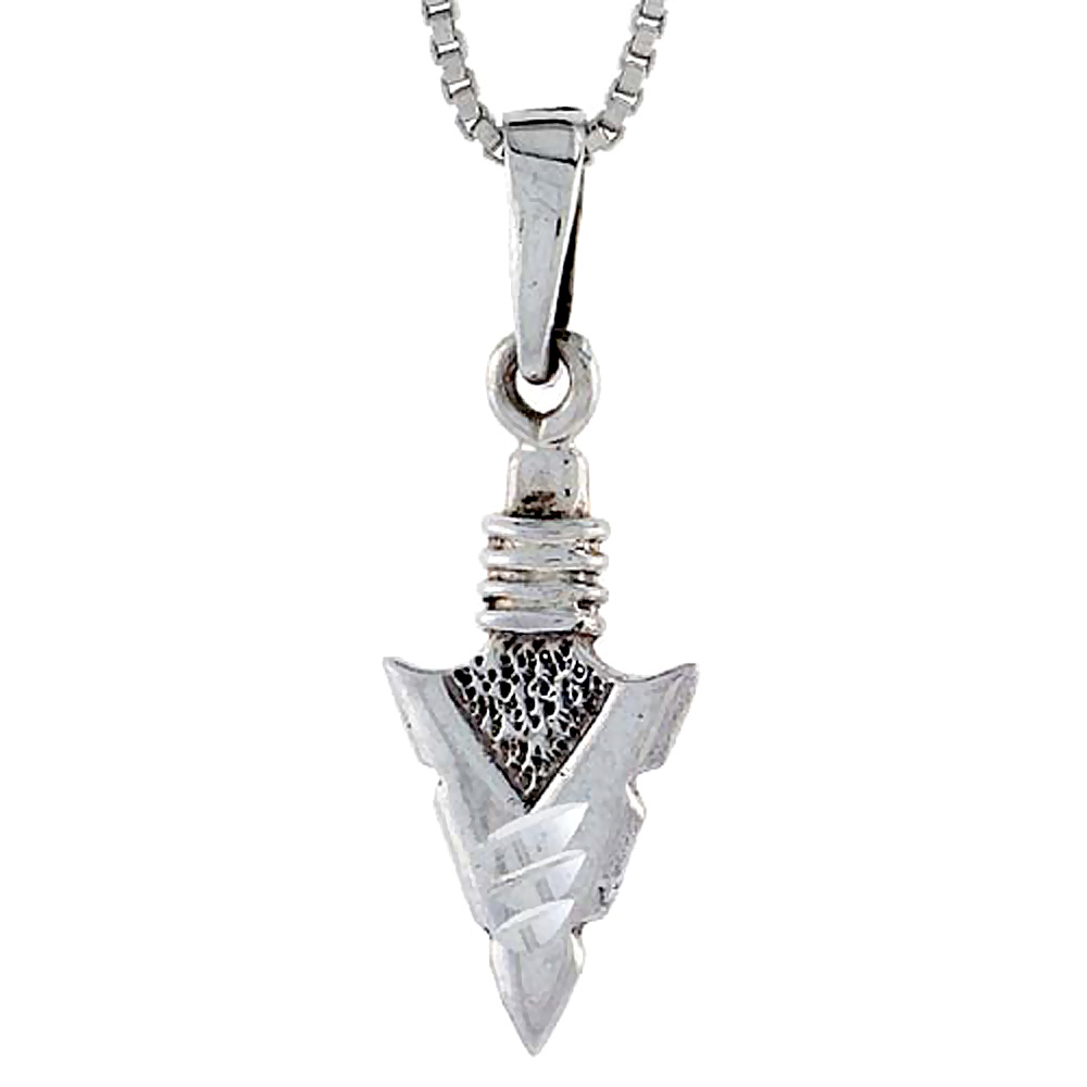 Sterling Silver Arrowhead Pendant, 5/8 inch tall