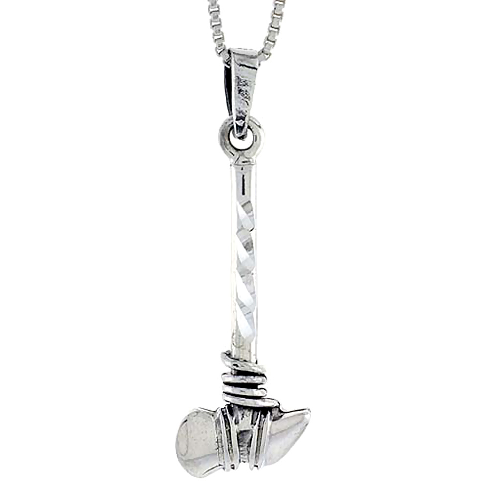 Sterling Silver Native American Stone Tomahawk Pendant, 1 1/16 inch tall