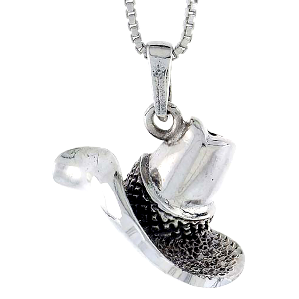 Sterling Silver Cowboy Hat Pendant, 3/4 inch tall