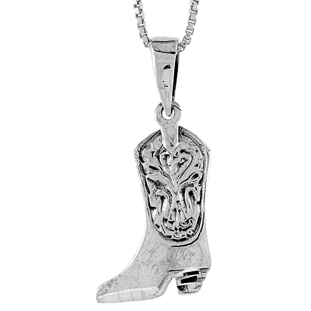 Sterling Silver Cowboy Boot Pendant, 3/4 inch tall