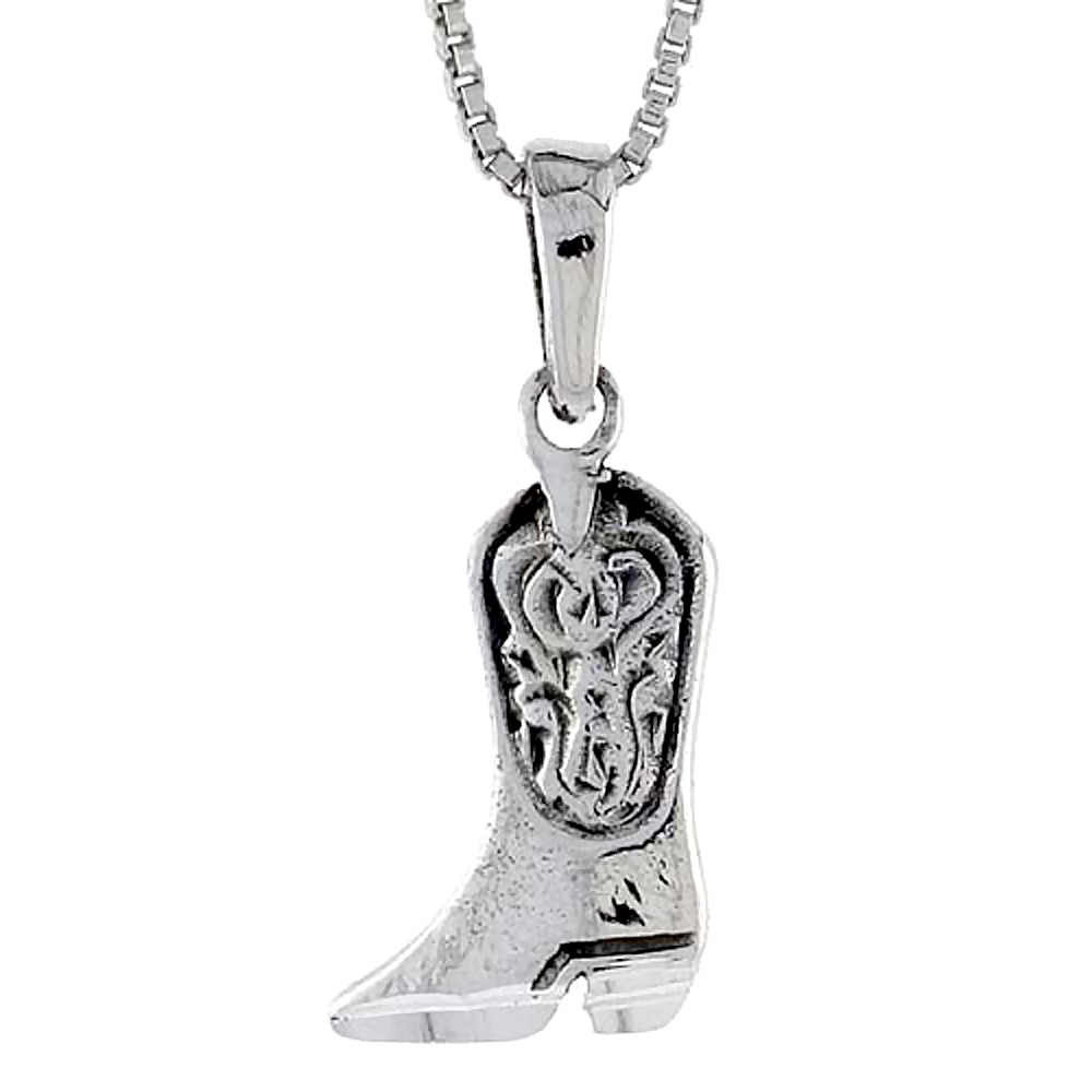 Sterling Silver Cowboy Boot Pendant, 5/8 inch tall