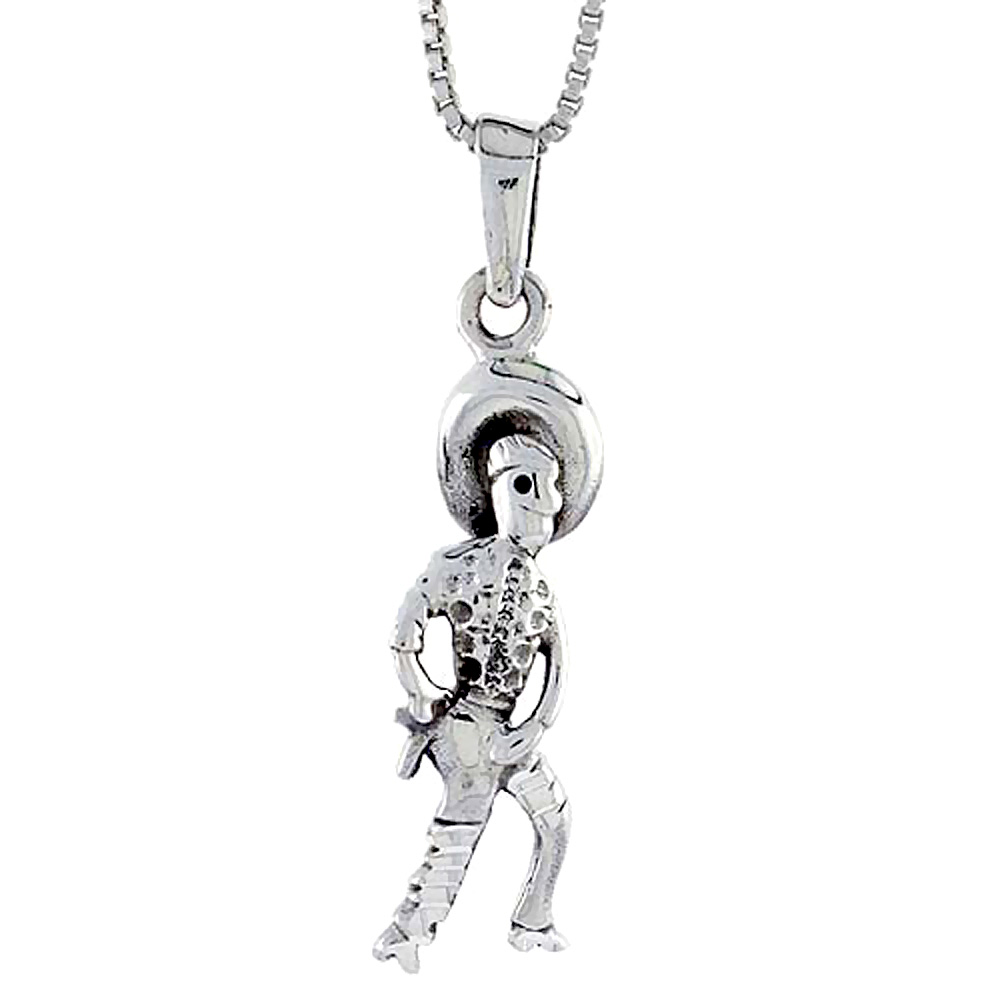 Sterling Silver Cowboy Pendant , 1 inch tall