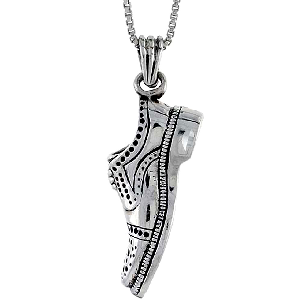 Sterling Silver Men's Shoe Pendant, 1 1/16 inch tall