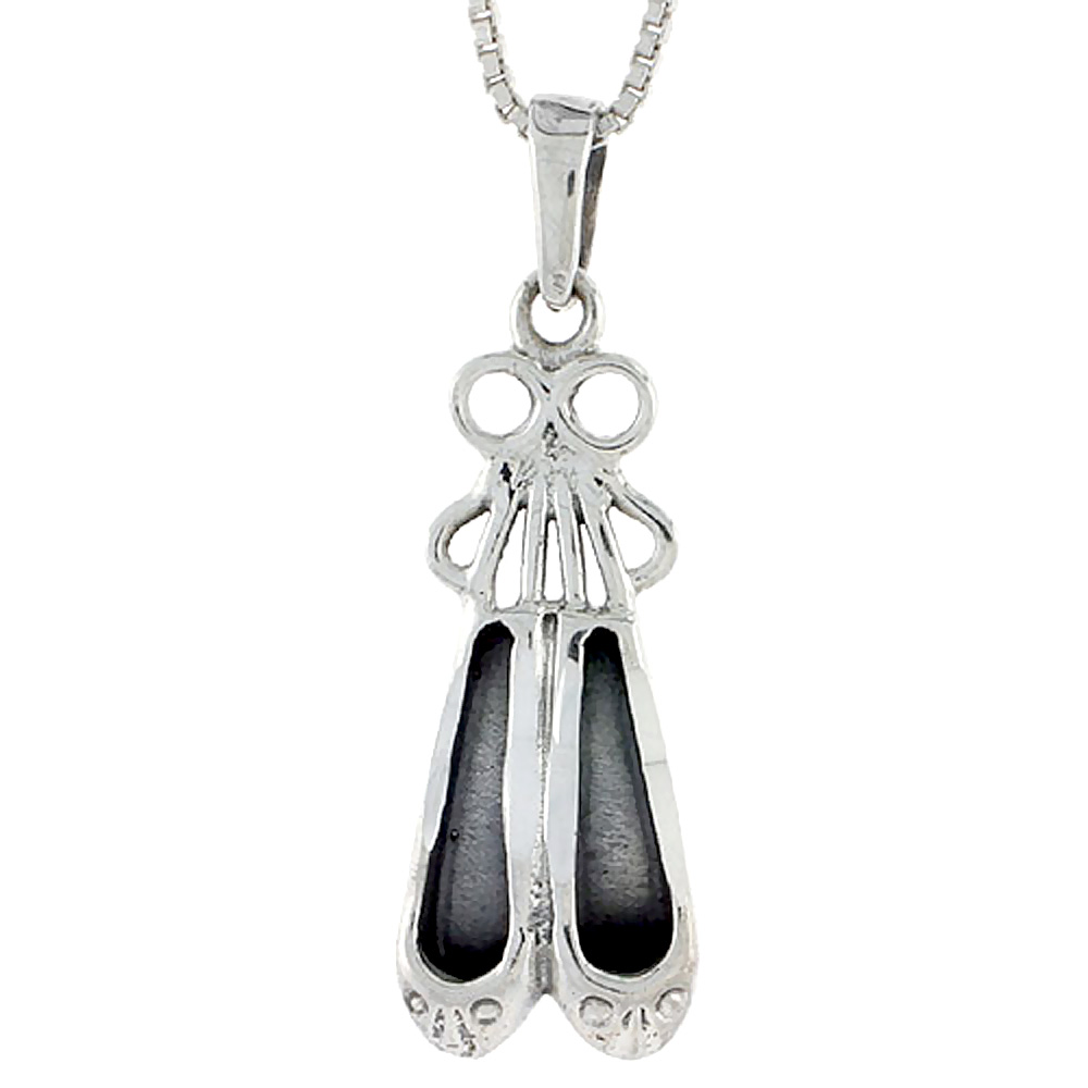 Sterling Silver Ballet Shoes Pendant , 1 inch tall