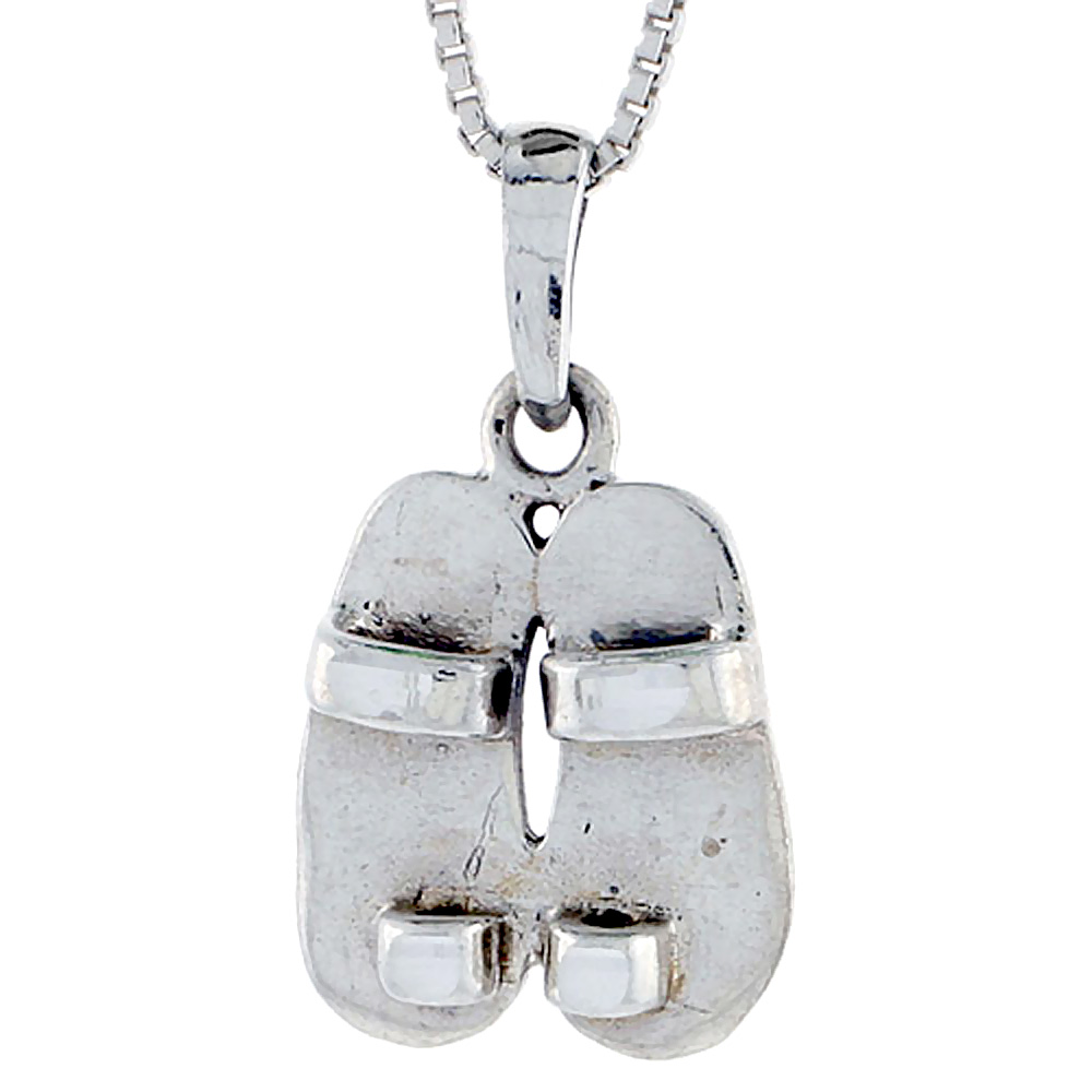 Sterling Silver Slippers Pendant, 5/8 inch tall