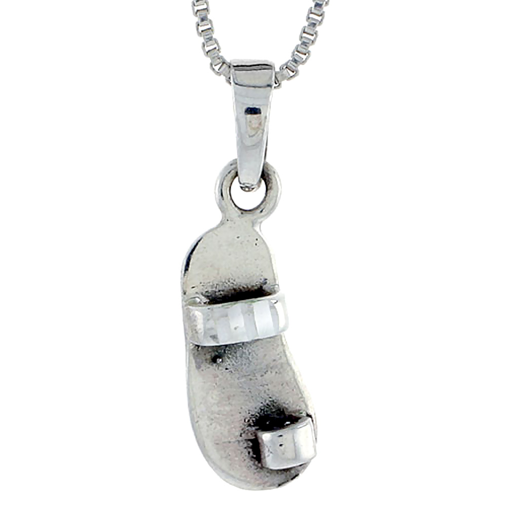 Sterling Silver Slippers Pendant, 5/8 inch tall