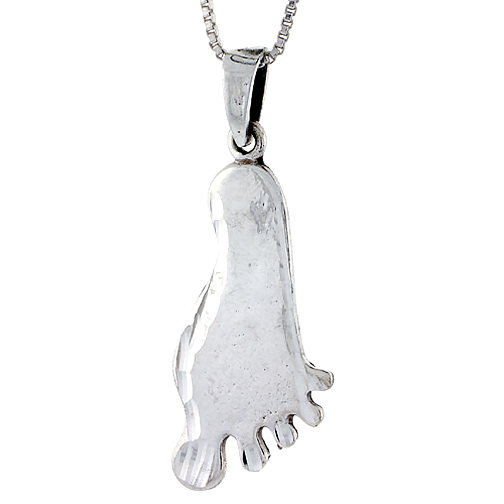 Sterling Silver Footprint Pendant, 1 1/8 inch tall