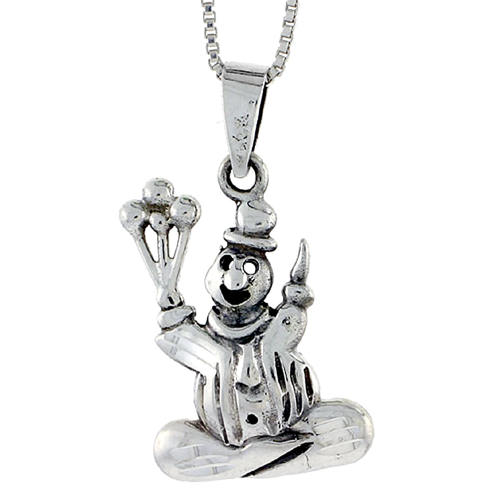 Sterling Silver Clown Pendant, 1 inch tall