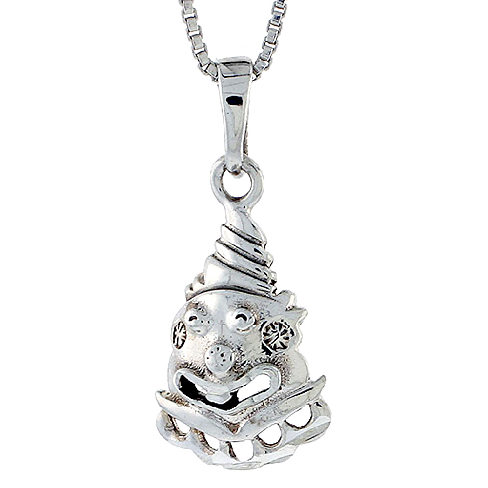 Sterling Silver Crying Clown Pendant,3/4 inch tall