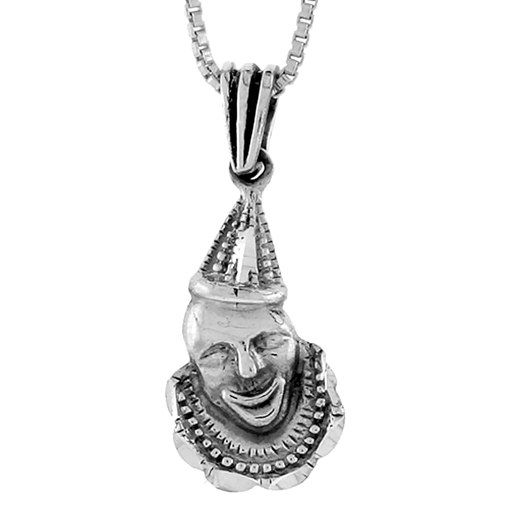 Sterling Silver Clown Pendant, 3/4 inch tall