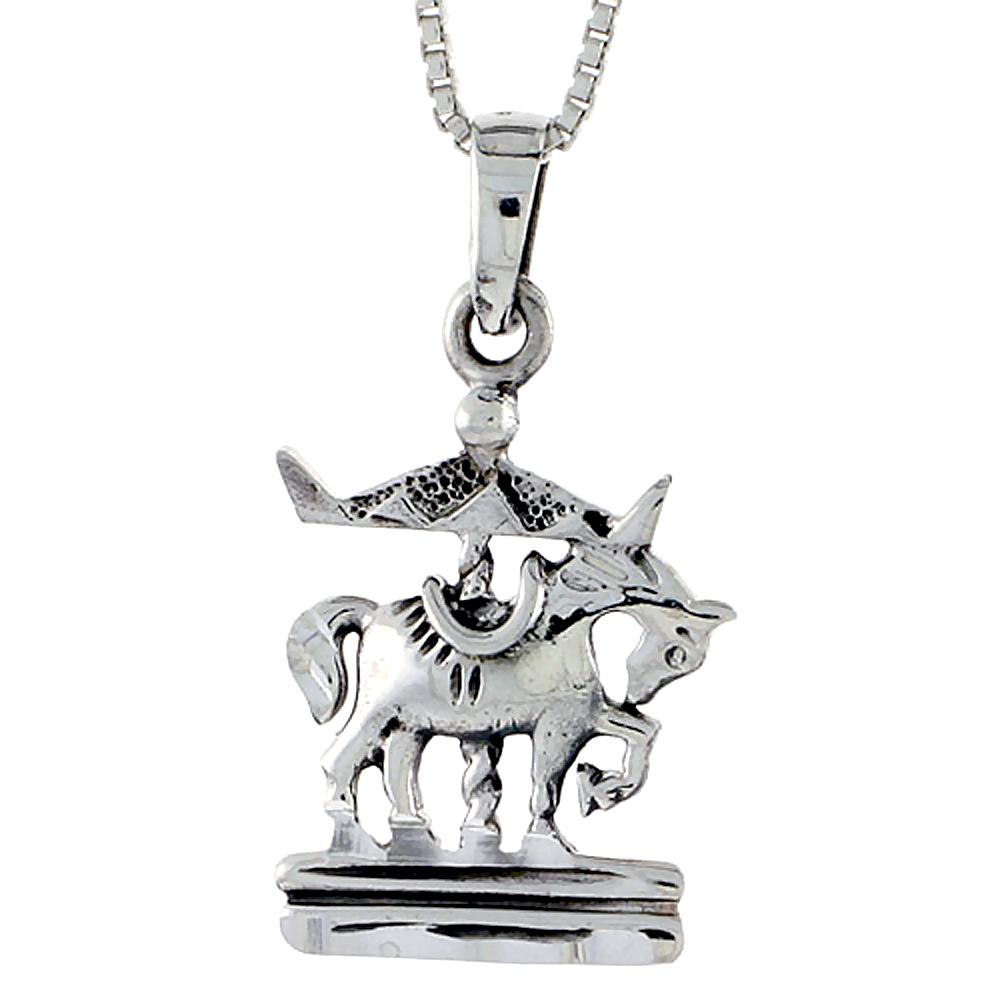 Sterling Silver Carousel Horse Pendant, 3/4 inch tall