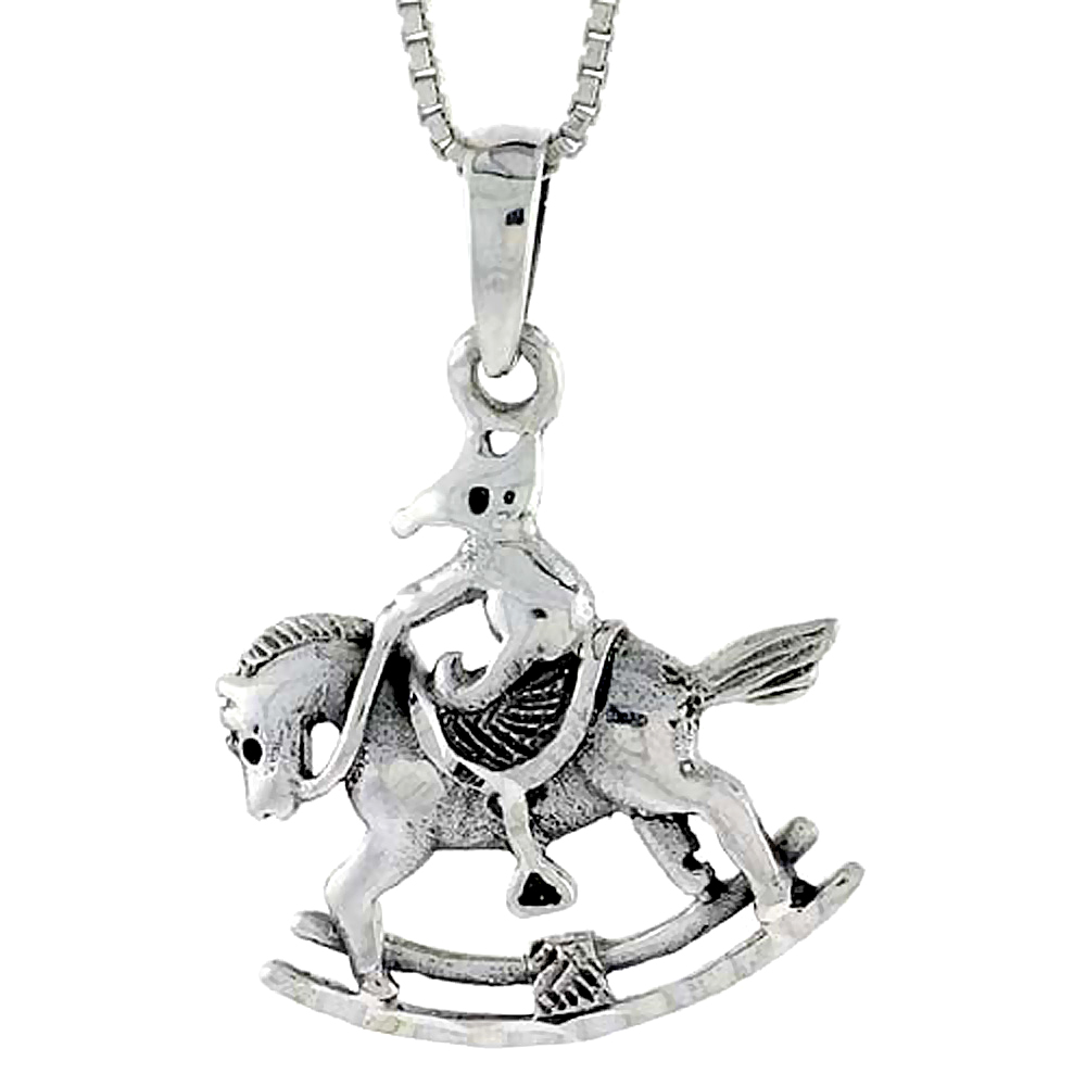 Sterling Silver Rocking Horse Pendant, 3/4 inch tall