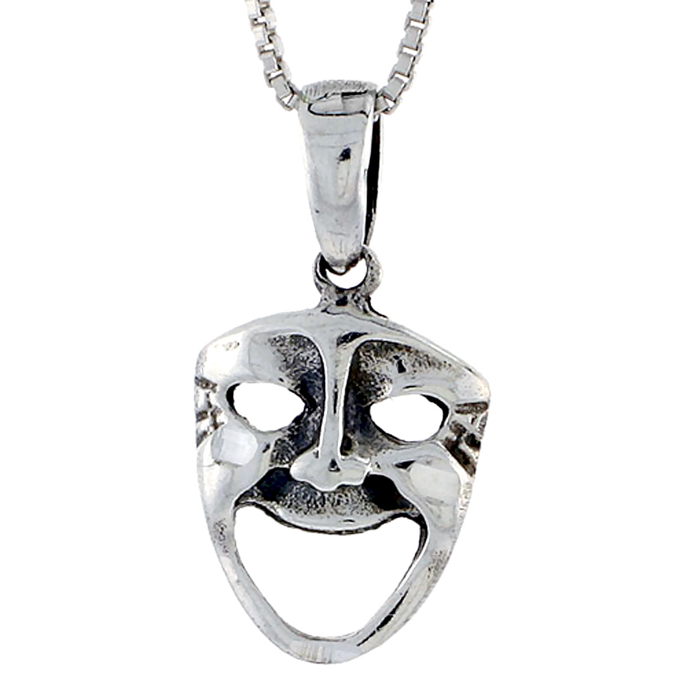 Sterling Silver Happy Face Pendant, 5/8 inch tall