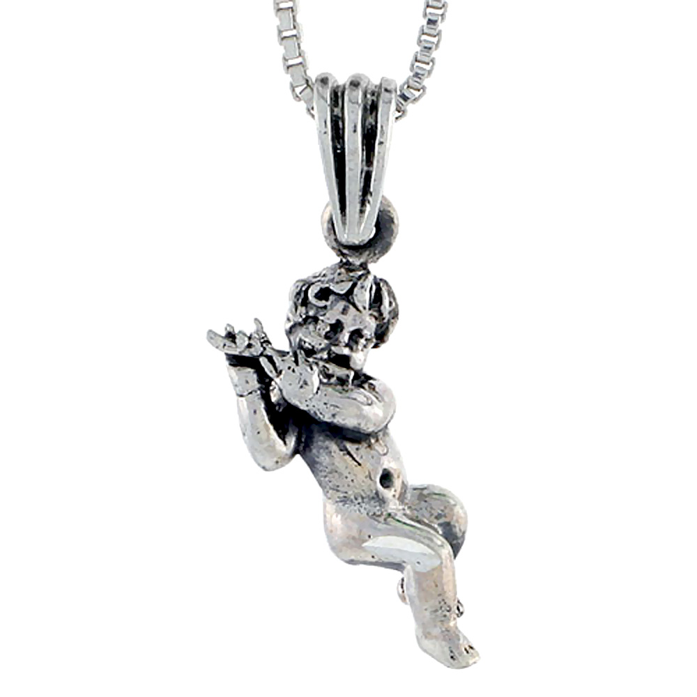 Sterling Silver Cherub Pendant 3/4 inch tall