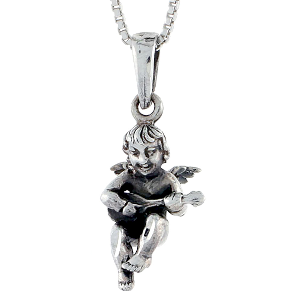 Sterling Silver Cherub Pendant 3/4 inch tall