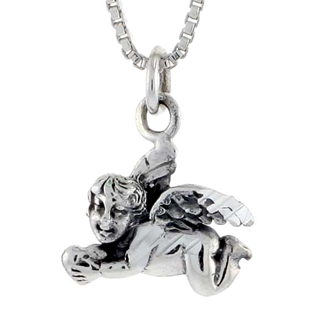 Sterling Silver Cherub Pendant 1/2 inch tall