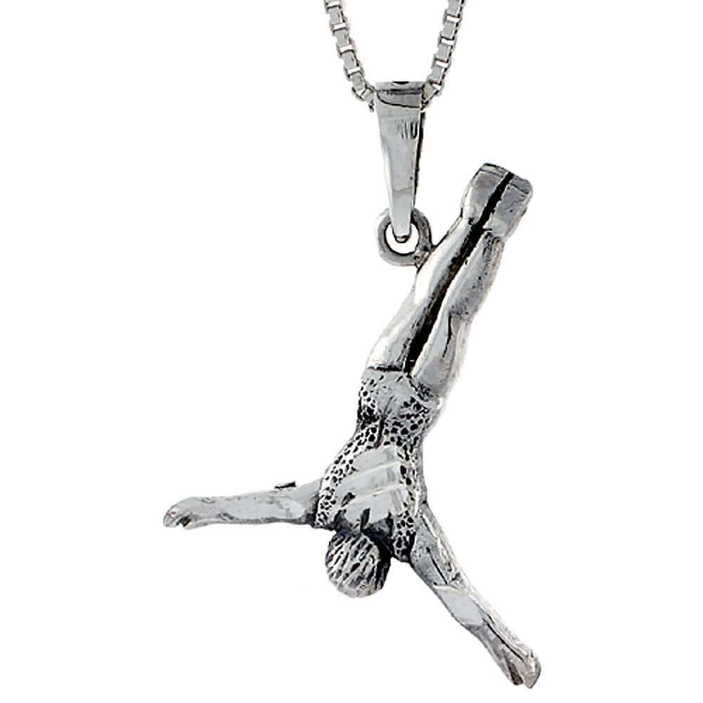 Sterling Silver Diver Pendant, 1 1/16 inch tall