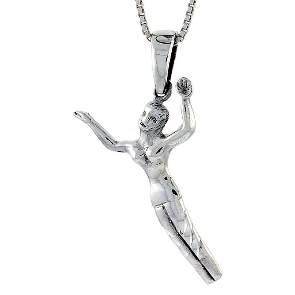 Sterling Silver Gymnast Pendant, 1 3/8 inch tall