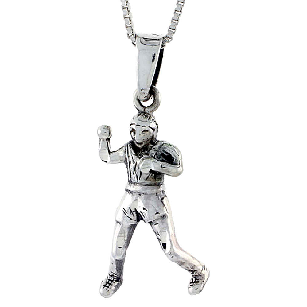 Sterling Silver Boxer Pendant, 1 1/4 inch tall