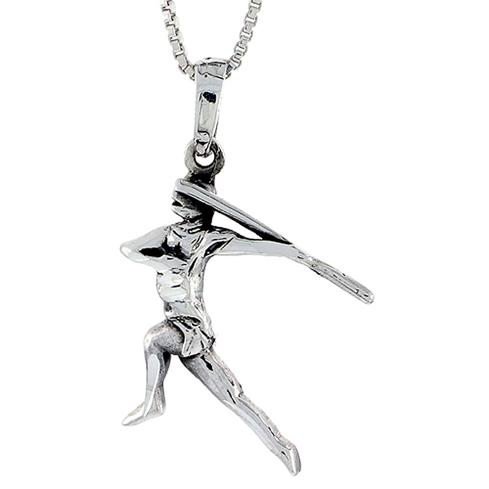 Sterling Silver Javelin Thrower Pendant, 1 1/4 inch tall