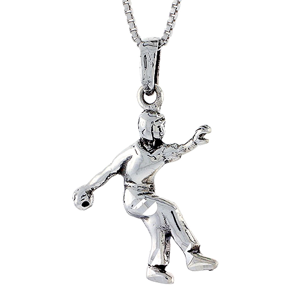 Sterling Silver Javelin Thrower Pendant, 1 1/4 inch tall