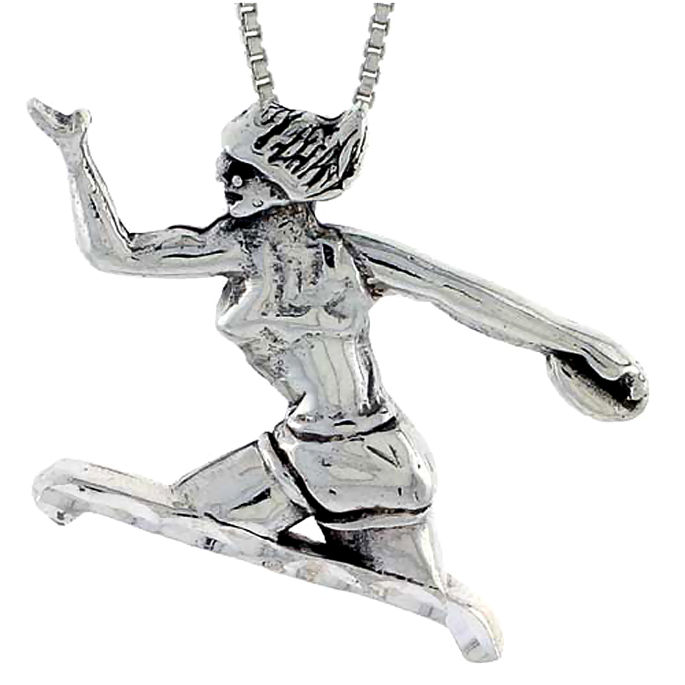 Sterling Silver Discus Thrower Pendant, 1 1/4 inch tall