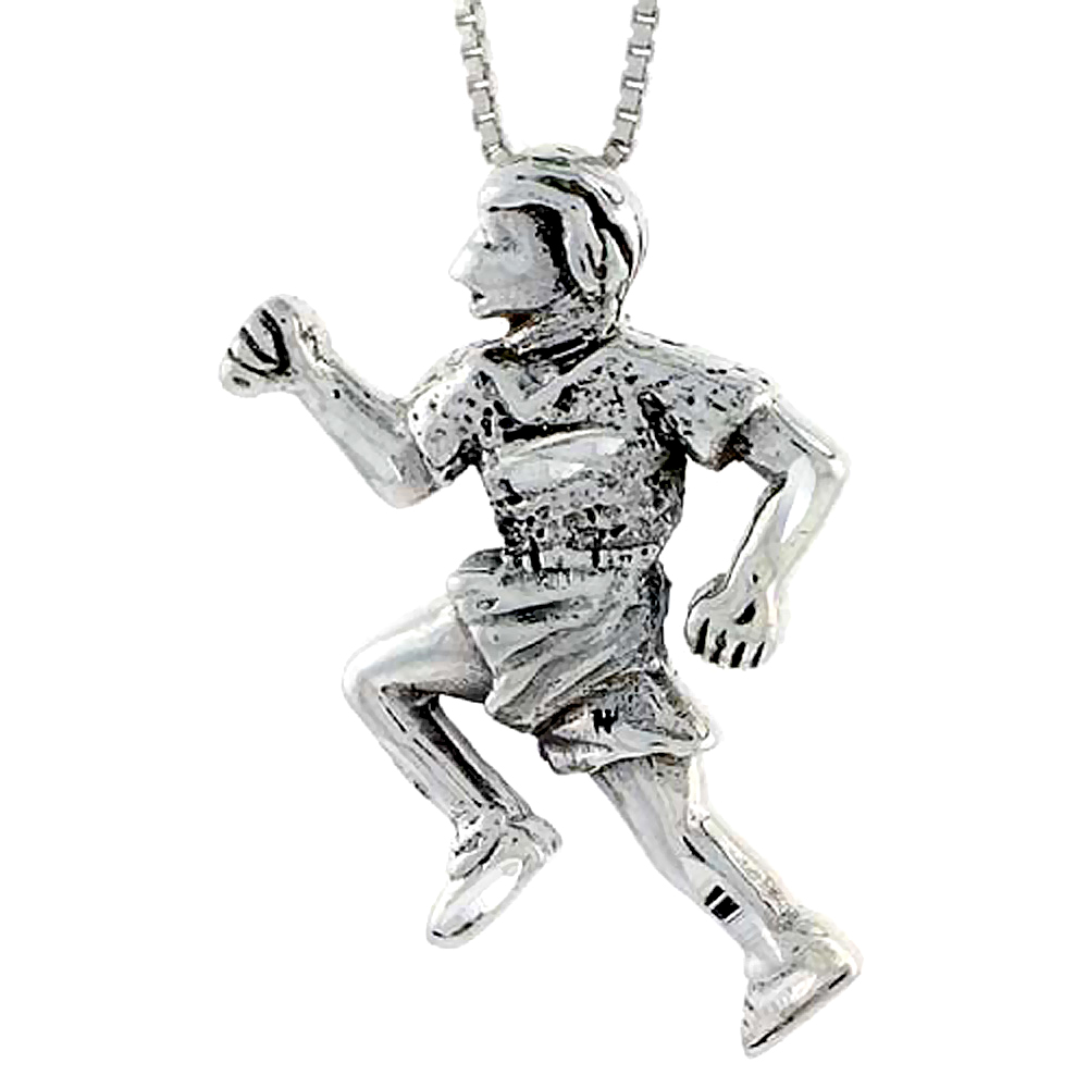 Sterling Silver Runner Pendant, 1 3/8 inch tall